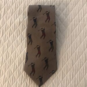 Britches Great Outdoors Tweed Print Golf Golfing Tie 100% Silk